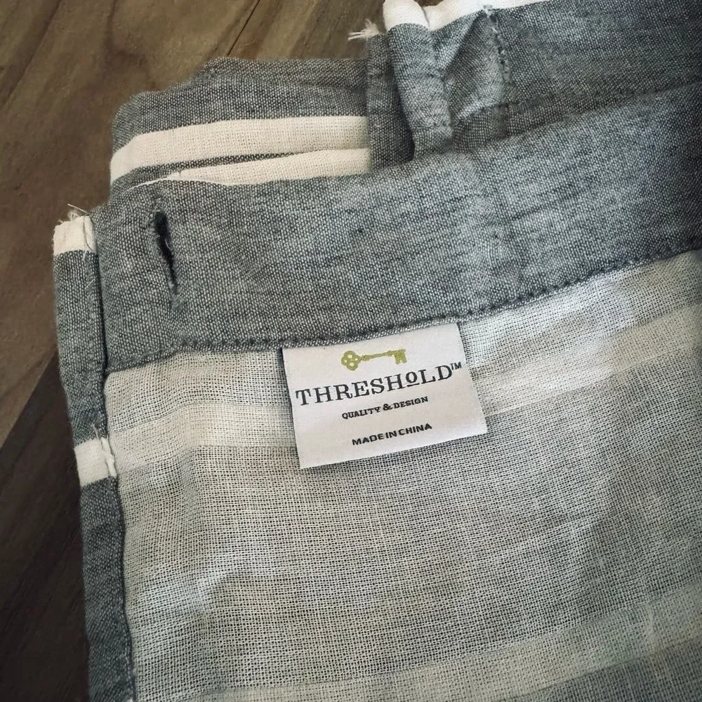 Threshold Gray Striped Fabric Cotton Shower Curtain